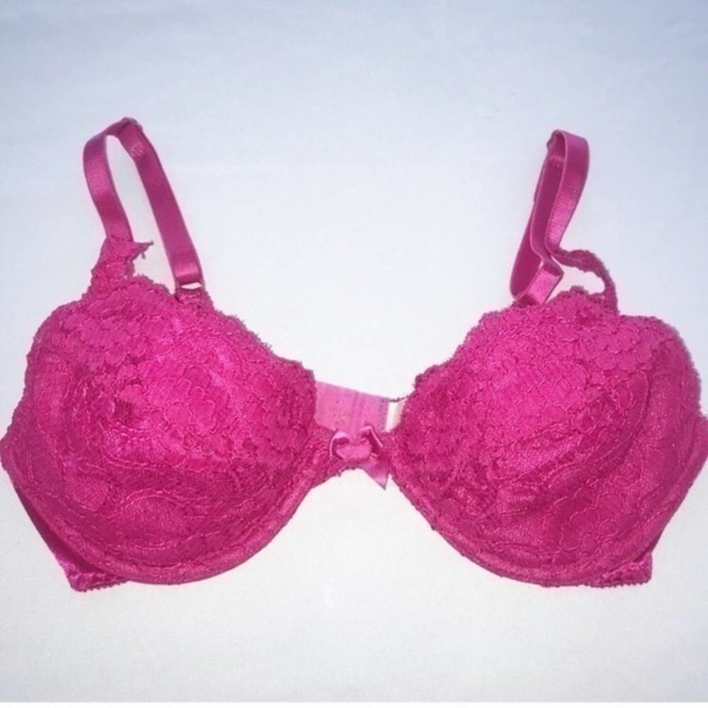VINTAGE Rare Gold Victoria’s Secret Lace Pink Bra